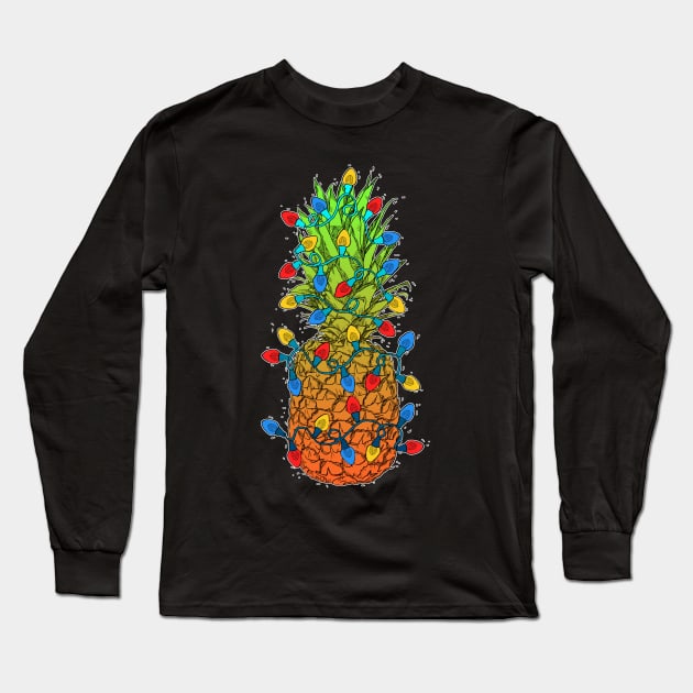 Pineapple Christmas Long Sleeve T-Shirt by Topotopo